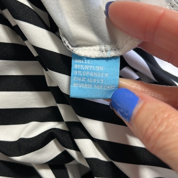 J McLaughlin Dress Nicola Sleeve Layered Catalina Cloth Black White Stripe M - Picture 8 of 9